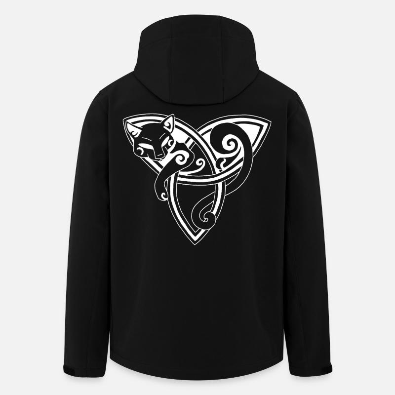 White cat and Celtic symbol - Men’s Recycled Softshell Jacket by Stanley/Stella - black