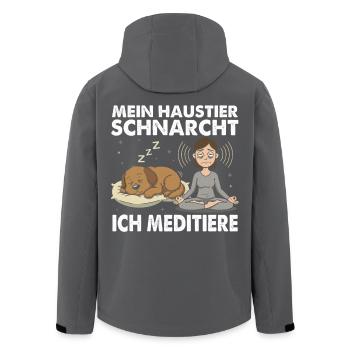 Mein Haustier schnarcht, ich meditiere - Recycelte Männer Softshell-Jacke von Stanley/Stella - Schwarz - Hinten - AI Model Male 185 light (185cm)