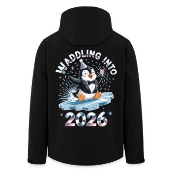 Chemise du Nouvel An Pingouin 2026 – Parfaite pour le réveillon du Nouvel An - Veste softshell homme en polyester recyclé Stanley/Stella - noir - Dos - AI Model Male 185 light (185cm)