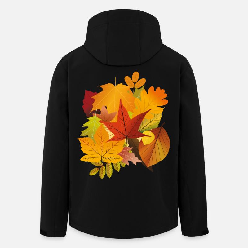 Feuilles d’automne - Veste softshell homme en polyester recyclé Stanley/Stella - noir