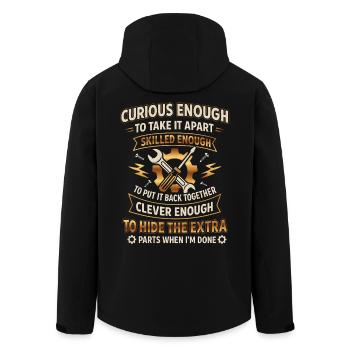 Curious enough to take it apart skilled enough... - Men’s Recycled Softshell Jacket by Stanley/Stella - black - Back - AI Model Male 185 light (185cm)