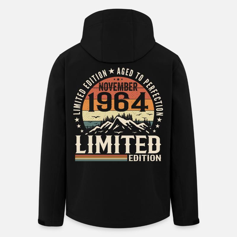 Novembre 1964 Anniversaire Rétro Unique - Veste softshell homme en polyester recyclé Stanley/Stella - noir