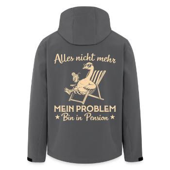 Bin in Pension - Lustige Gans im Liegestuhl - Recycelte Männer Softshell-Jacke von Stanley/Stella - Schwarz - Hinten - AI Model Male 185 light (185cm)