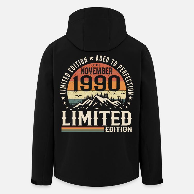 November 1990 Unique Retro Anniversary - Men’s Recycled Softshell Jacket by Stanley/Stella - black