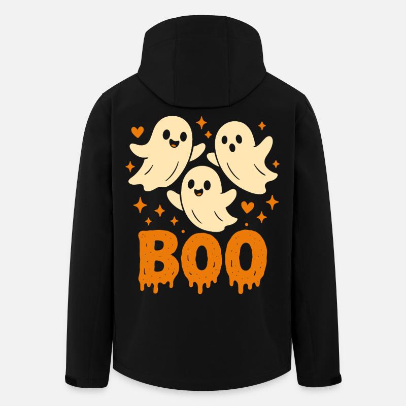 Mignons fantômes BOO - Design drôle d’Halloween - Veste softshell homme en polyester recyclé Stanley/Stella - noir