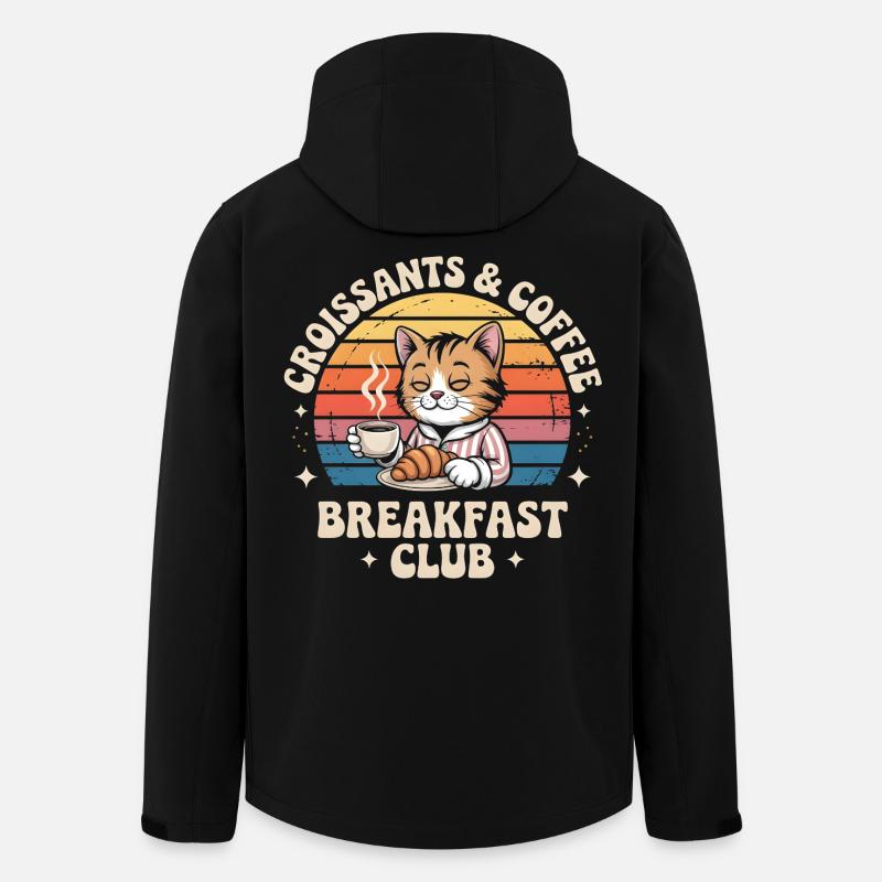 Chat Café Retro Petit Déjeuner - Veste softshell homme en polyester recyclé Stanley/Stella - noir