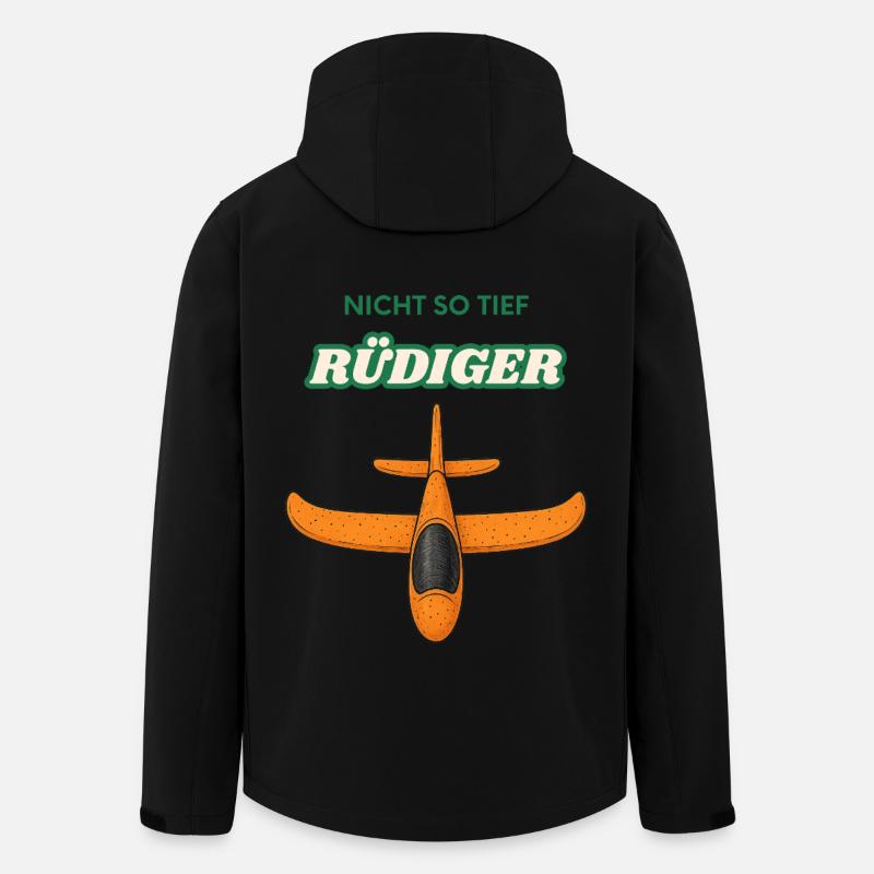 Not So Deep Rüdiger Airplane Cartoon - Men’s Recycled Softshell Jacket by Stanley/Stella - black