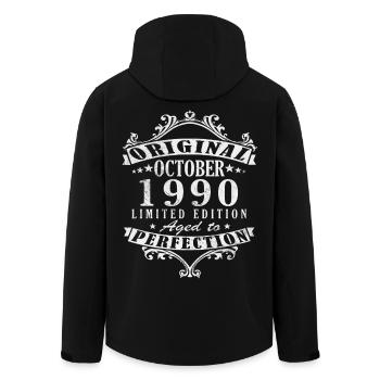 Oktober 1990 Geburtstagsgeschenk - Oktober 1990 - Recycelte Männer Softshell-Jacke von Stanley/Stella - Schwarz - Hinten - AI Model Male 185 light (185cm)