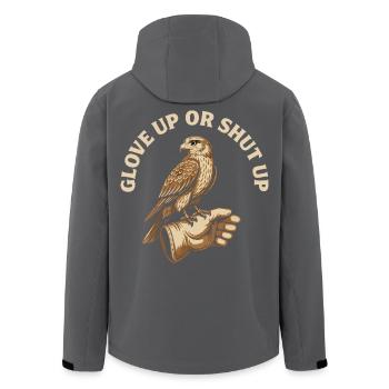 Handschuhe anziehen oder die Klappe halten Falknereibekleidung - Recycelte Männer Softshell-Jacke von Stanley/Stella - Schwarz - Hinten - AI Model Male 185 light (185cm)