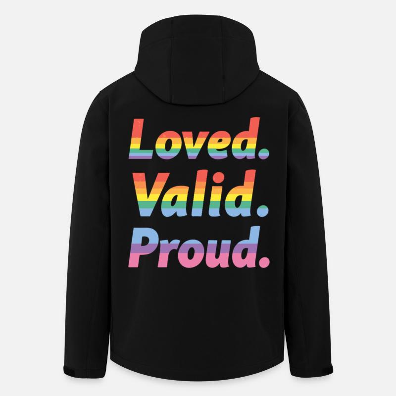 Loved Valid Proud – Pride Statement - Men’s Recycled Softshell Jacket by Stanley/Stella - black