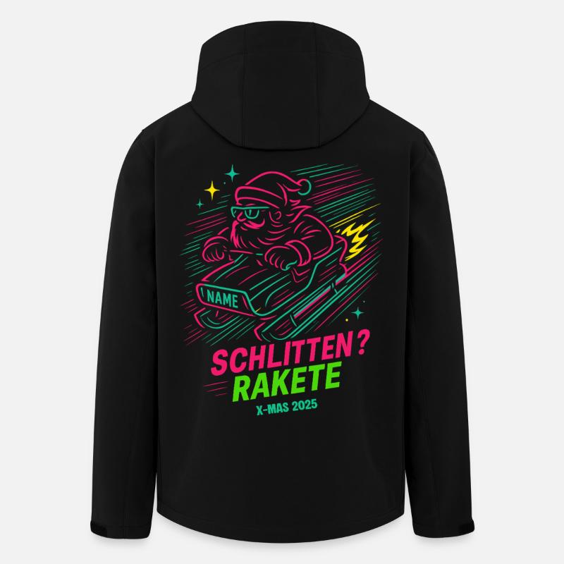 Neon Weihnachtsmann Snowboard Rakete Santa - Recycelte Männer Softshell-Jacke von Stanley/Stella - Schwarz