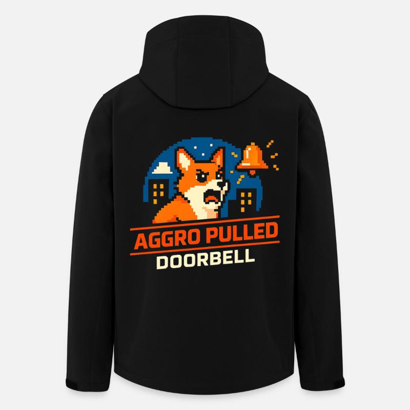 Aggro Drawn : Sonnette | Le chien aboie - Veste softshell homme en polyester recyclé Stanley/Stella - noir
