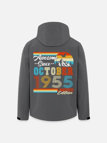 Vintage październik 1955 Vintage Retro urodziny - Męska kurtka softshell z poliestru z recyklingu Stanley/Stella - czarny