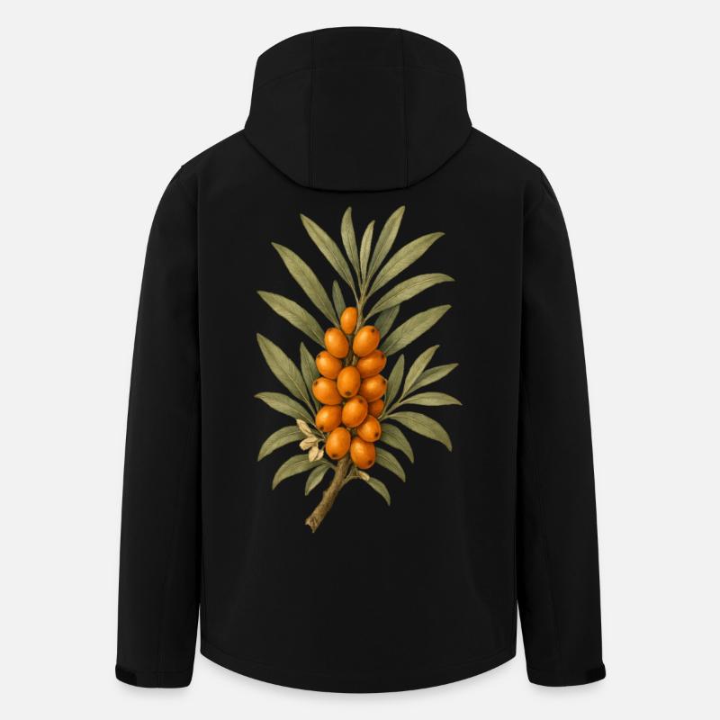 Vintage Botanische Sanddorn Zweig Kunst - Recycelte Männer Softshell-Jacke von Stanley/Stella - Schwarz