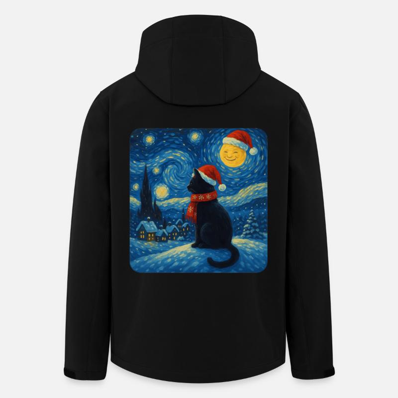 Sternennacht Katze im Weihnachtszauber - Recycelte Männer Softshell-Jacke von Stanley/Stella - Schwarz