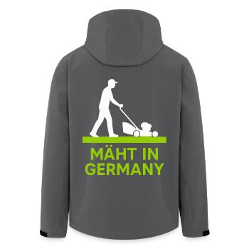 Mäht in Germany Rasenmäher  - Recycelte Männer Softshell-Jacke von Stanley/Stella - Schwarz - Hinten - AI Model Male 185 light (185cm)