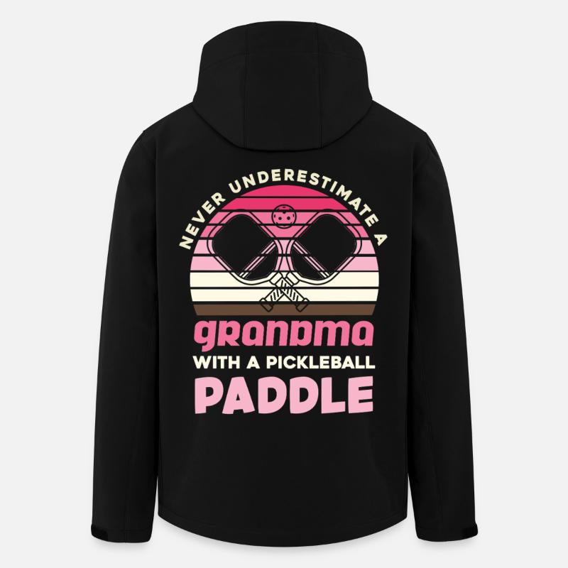 Mamie avec raquette de pickleball Retro - Veste softshell homme en polyester recyclé Stanley/Stella - noir