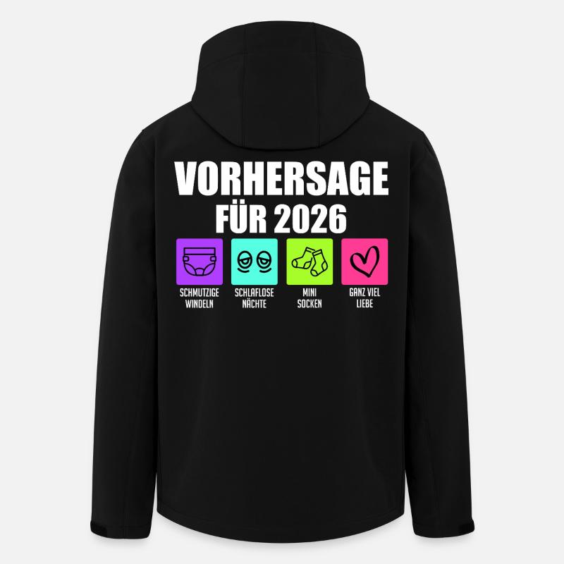 Bientôt maman PRÉDICTION 2026 Drôle - Veste softshell homme en polyester recyclé Stanley/Stella - noir