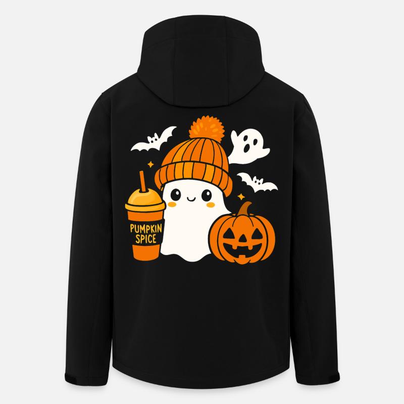 Cute Ghost Coffee Hat Cartoon Halloween - Men’s Recycled Softshell Jacket by Stanley/Stella - black