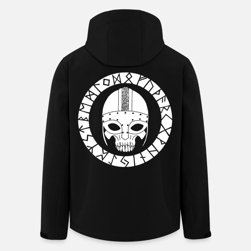 Weißer Totenkopf und Wikinger-Runen - Recycelte Männer Softshell-Jacke von Stanley/Stella - Schwarz