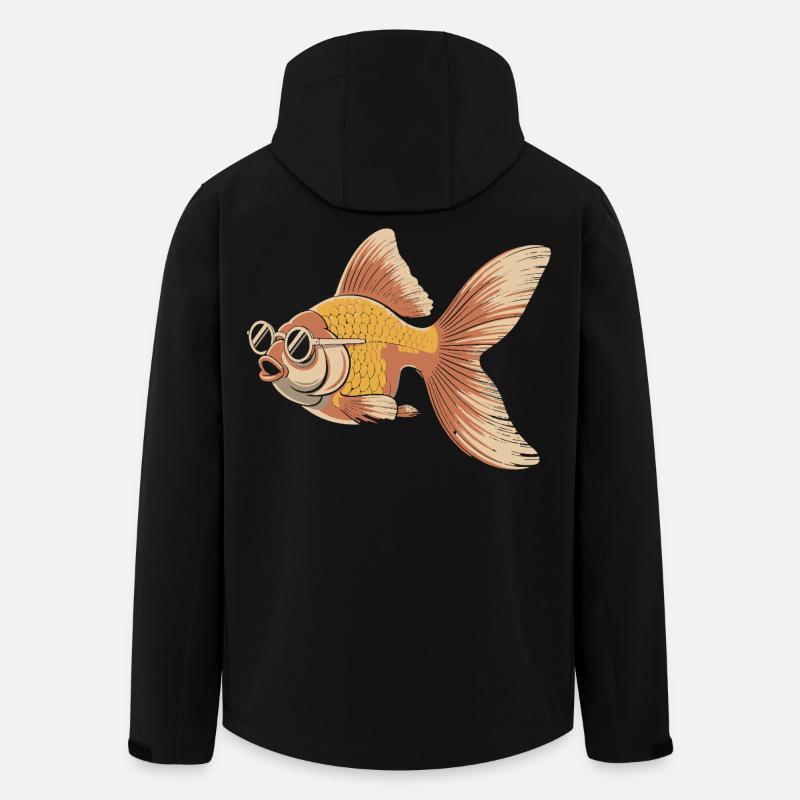 Goldfisch mit Brille Cartoon - Recycelte Männer Softshell-Jacke von Stanley/Stella - Schwarz