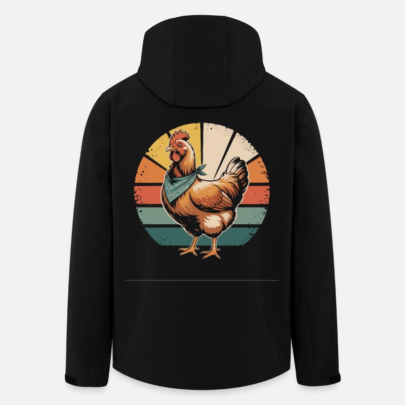 Poulet rétro avec bandana - Veste softshell homme en polyester recyclé Stanley/Stella - noir