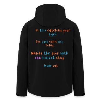Motivierendes Bekleidungsdesign – Catch the Light - Recycelte Männer Softshell-Jacke von Stanley/Stella - Schwarz - Hinten - AI Model Male 185 light (185cm)
