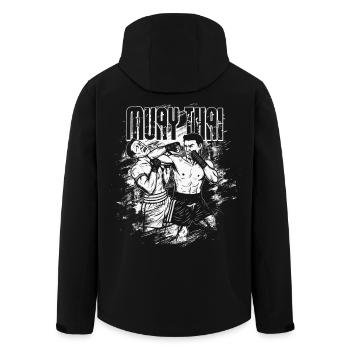 Muay-Thai-Ellbogentechnik - Recycelte Männer Softshell-Jacke von Stanley/Stella - Schwarz - Hinten - AI Model Male 185 light (185cm)