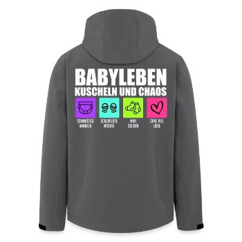 Werdende Mutter BABYLEBEN KUSCHELN UND CHAOS - Recycelte Männer Softshell-Jacke von Stanley/Stella - Schwarz - Hinten - AI Model Male 185 light (185cm)