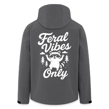 Feral Vibes Only Raccoon Humor Quote Tee - Men’s Recycled Softshell Jacket by Stanley/Stella - black - Back - AI Model Male 185 light (185cm)