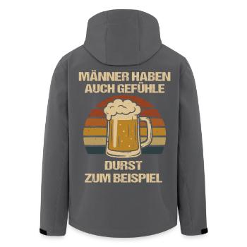 Männer Gefühle Shirt – Durst Bier Spruch - Recycelte Männer Softshell-Jacke von Stanley/Stella - Schwarz - Hinten - AI Model Male 185 light (185cm)
