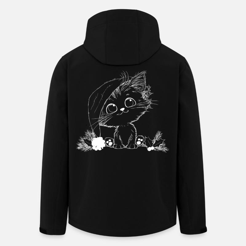 Kätzchen unter Blattkranz Weihnachtskatze Santa - Recycelte Männer Softshell-Jacke von Stanley/Stella - Schwarz