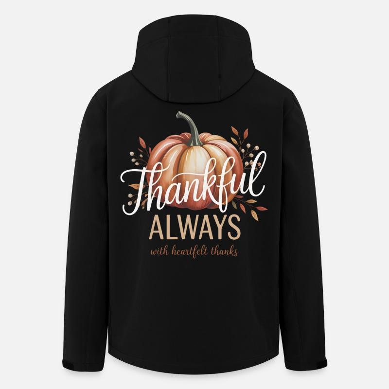 Autumn Pumpkin Grateful Always Design - Men’s Recycled Softshell Jacket by Stanley/Stella - black