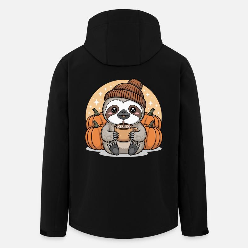Cuddly Sloth with Pumpkins Autumn - Men’s Recycled Softshell Jacket by Stanley/Stella - black