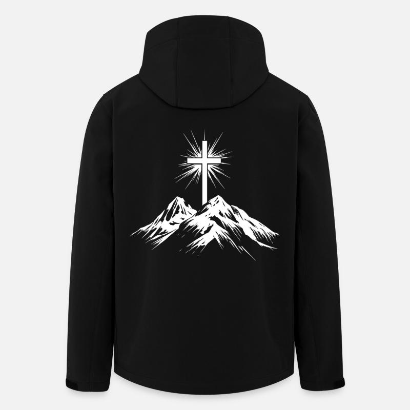 Christliches Kreuz Berge - Recycelte Männer Softshell-Jacke von Stanley/Stella - Schwarz