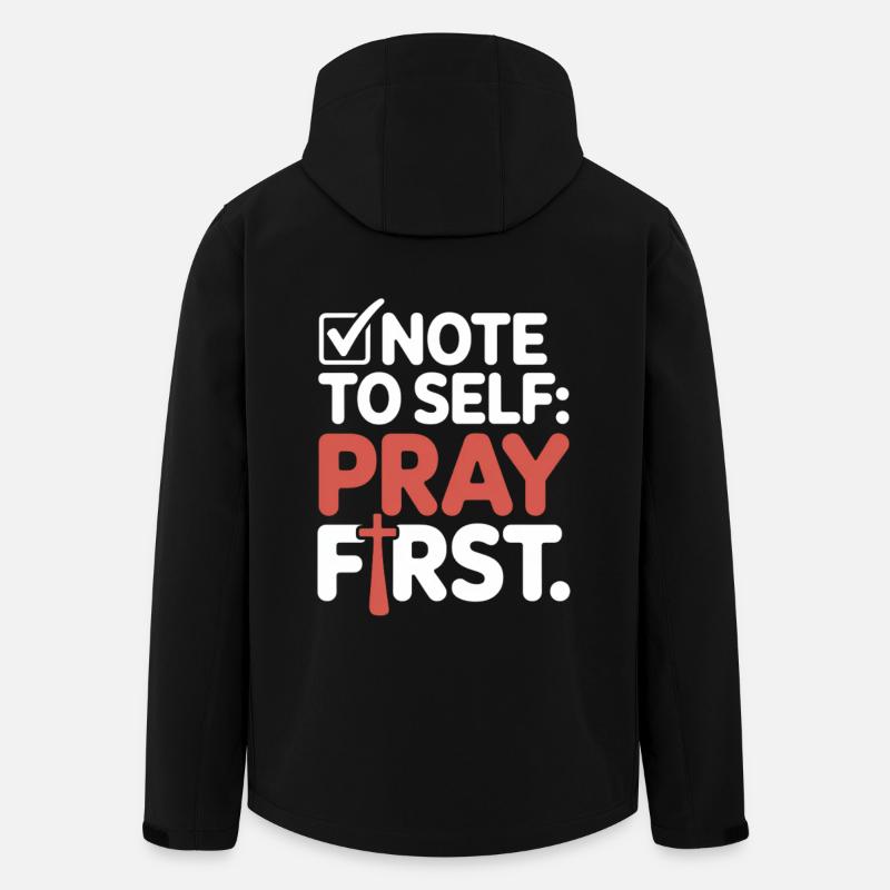 Pray First Prayer Jesus Faith - Men’s Recycled Softshell Jacket by Stanley/Stella - black