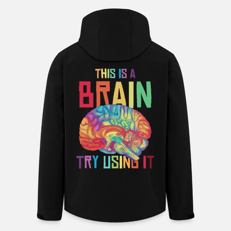 Neon Regenbogen Gehirn Spruch - Recycelte Männer Softshell-Jacke von Stanley/Stella - Schwarz