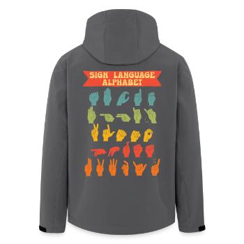 Alphabet de la langue des signes ASL - Veste softshell homme en polyester recyclé Stanley/Stella - noir - Dos - AI Model Male 185 light (185cm)