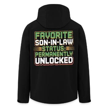 Mother In Law Retro Funny Father In Law - Men’s Recycled Softshell Jacket by Stanley/Stella - black - Back - AI Model Male 185 light (185cm)