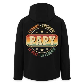 Vintage Papi Grand-Père Retro Vrai Original Papy - Veste softshell homme en polyester recyclé Stanley/Stella - noir - Dos - AI Model Male 185 light (185cm)