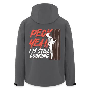 Elfenbein Specht Vogelbeobachter Peck Yeah - Recycelte Männer Softshell-Jacke von Stanley/Stella - Schwarz - Hinten - AI Model Male 185 light (185cm)