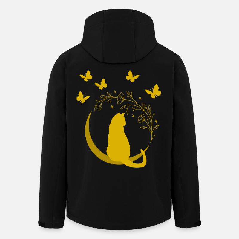 Golden Moon Cat with Flower Vine - Men’s Recycled Softshell Jacket by Stanley/Stella - black