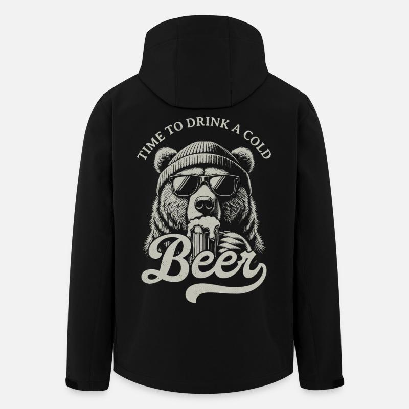 Bierzeit Bär mit Sonnenbrille - Recycelte Männer Softshell-Jacke von Stanley/Stella - Schwarz