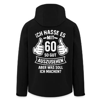 I hate looking so good at 60 - saying - Men’s Recycled Softshell Jacket by Stanley/Stella - black - Back - AI Model Male 185 light (185cm)