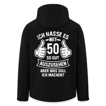 I hate to look so good at 50 - saying - Men’s Recycled Softshell Jacket by Stanley/Stella - black - Back - AI Model Male 185 light (185cm)