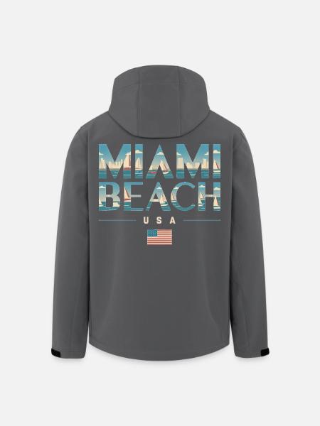 Miami Beach Palmen Stadt Reisedesign - Recycelte Männer Softshell-Jacke von Stanley/Stella - Schwarz