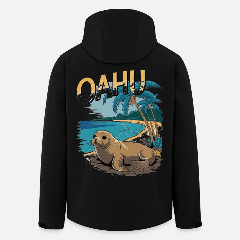 Oahu Tropical Seal Beach Scène paradisiaque - Veste softshell homme en polyester recyclé Stanley/Stella - noir