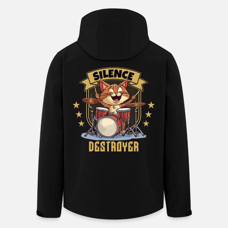 Drums Drums Silence Destroyer Cat Funny - Men’s Recycled Softshell Jacket by Stanley/Stella - black