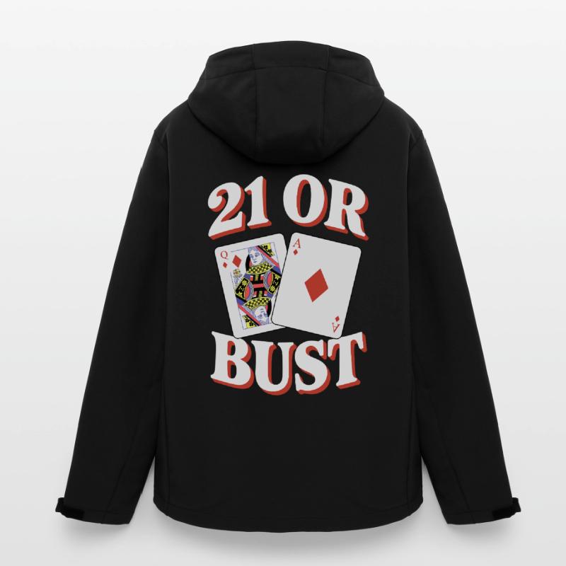 21 Oder Bust Poker Kartendesign Recycelte Männer Softshell-Jacke von Stanley/Stella