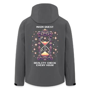 Quête principale : Rappel à la réalité toutes les heures | Rêve lucide - Veste softshell homme en polyester recyclé Stanley/Stella - charbon - Dos - AI Model Male 185 light (185cm)